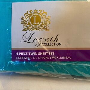 NWT Lezeth collection, four piece, twin sheet set blue